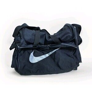 Nike Gym Duffle Bag Shoulder Strap Swoosh Black Carry On Travel Overnight